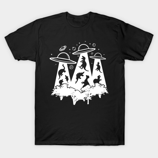 Dinosaur Alien Abduction T-Shirt by mariebellamanda